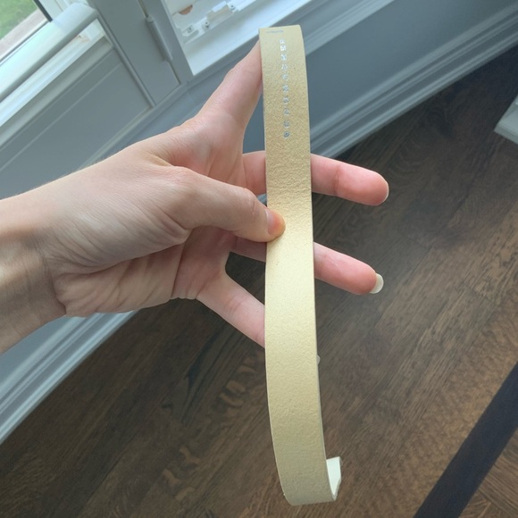 DOROTHEE SCHUMACHER FARFETCH Pebbled Cream Leather Brown Metal Disc Belt Size 85 - Picture 15 of 16